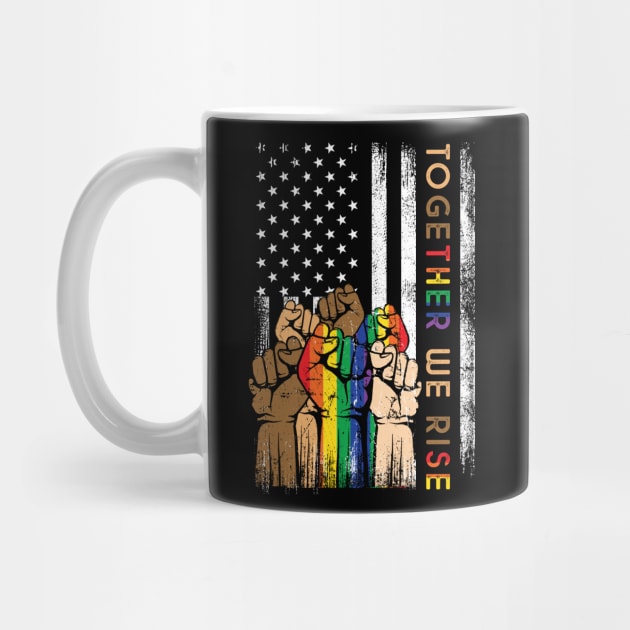 Vintage Pride LGBT Together We Rise American Flag Gift Black Lives Matter by Lones Eiless